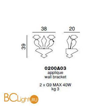 Бра Beby Group Silver night 0200A03 Chrome Silver Cortina - Схема