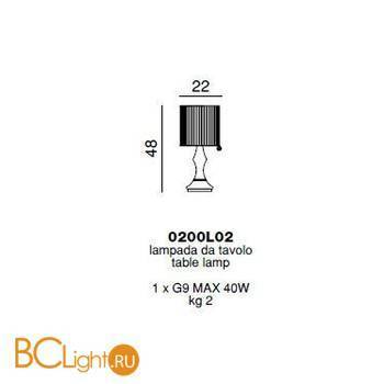 Настольная лампа Beby Group Silver night 0200L02 Light gold Golden Portofino White - Схема