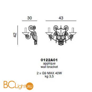 Бра Beby Star 0122A01 Chrome Fuchsia Venice Pink Pearls - Схема