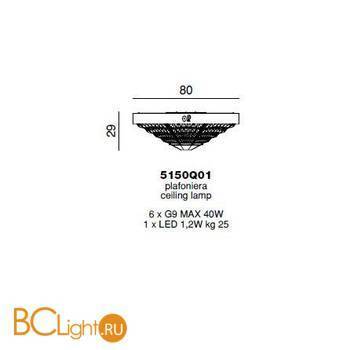 Потолочный светильник Beby Group Stone 5150Q01 Satin Chrome Cut Almond Turquoise - Схема