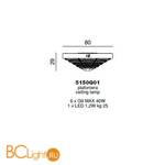 Потолочный светильник Beby Group Stone 5150Q01 Satin Chrome Cut Almond Turquoise - Схема