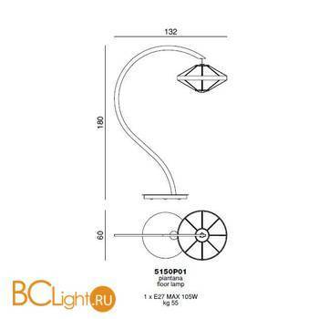 Торшер Beby Group Stone 5150P01 Satin Chrome Turquoise - Схема