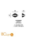 Настенный светильник Beby Group Stone 5150A02 Chrome Cut Almond Turquoise - Схема