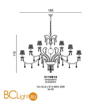 Люстра Beby Ultraviolet 0118B12 Chrome 184 SW Blu Violet - Схема