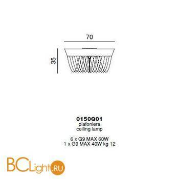 Потолочный светильник Beby Velvet 0150Q01 Chrome Cut Almond - Схема