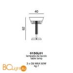 Настольная лампа Beby Velvet 0150L01 Chrome Swarovski Almond - Схема