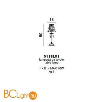 Настольная лампа Beby Group Violet 0118L01 Light gold 218 Cut Almond - Схема