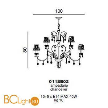 Люстра Beby Group Violet 0118B02 Light gold 024 Cut Almond - Схема