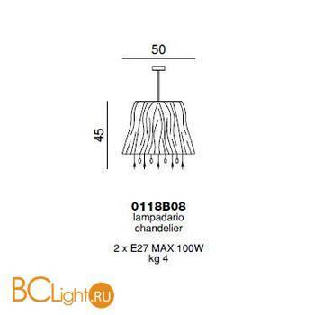 Подвесной светильник Beby Group Violet 0118B08 Chrome 192 Cut Almond - Схема