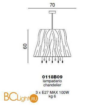 Подвесной светильник Beby Group Violet 0118B09 Chrome 192 Cut Almond - Схема