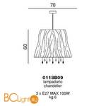 Подвесной светильник Beby Group Violet 0118B09 Chrome 192 Cut Almond - Схема