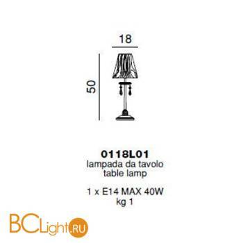 Настольная лампа Beby Violet 0118L01 Chrome 184 SW Blu Violet - Схема