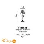 Настольная лампа Beby Violet 0118L01 Chrome 184 SW Blu Violet - Схема