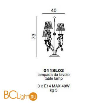Настольная лампа Beby Violet 0118L02 Chrome 184 SW Blu Violet - Схема