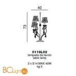 Настольная лампа Beby Violet 0118L02 Chrome 184 SW Blu Violet - Схема