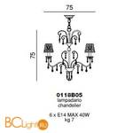 Люстра Beby Violet 0118B05 Chrome 192 Swarovski Almond - Схема