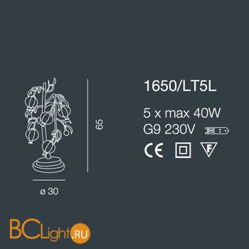 Настольная лампа Bellart Ametista 1650/LT5L 03/V09 - Схема