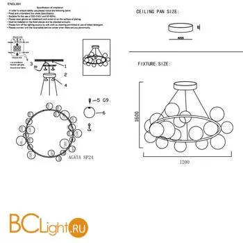 Подвесной светильник Crystal lux Agata AGATA SP24 BLACK/TRANSPARENTE - Фото 2