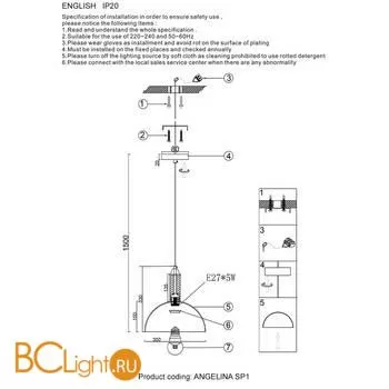 Подвесной светильник Crystal lux Angelina ANGELINA SP1 NICKEL - Фото 1