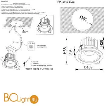Встраиваемый светильник Crystal lux Clt 005 CLT 005C108 WH - Фото 0