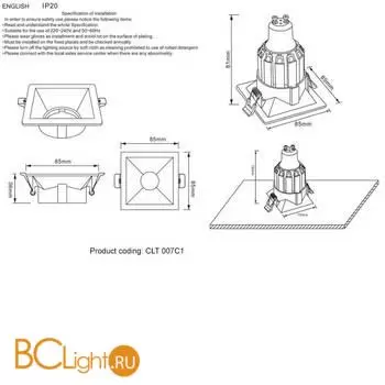 Встраиваемый светильник Crystal lux CLT 007 CLT 007C1 BL - Фото 1