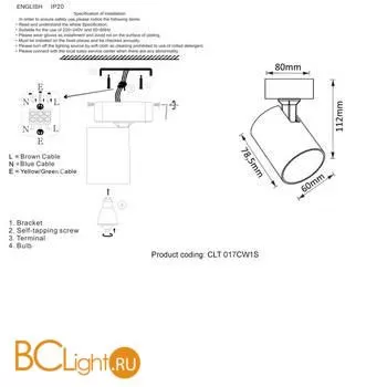Спот Crystal lux CLT 017 CLT 017CW1S BL-BZ - Фото 1