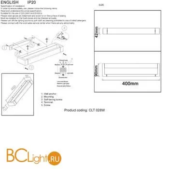 Настенный светильник Crystal lux CLT 028 CLT 028W BL - Фото 4