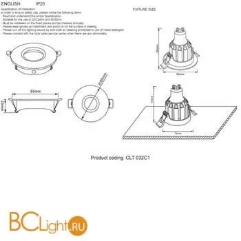 Встраиваемый светильник Crystal lux CLT 032 CLT 032C1 BL - Фото 1