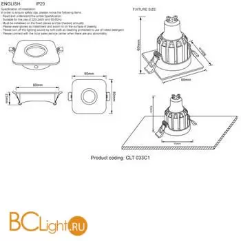Встраиваемый светильник Crystal lux CLT 033 CLT 033C1 BL - Фото 1