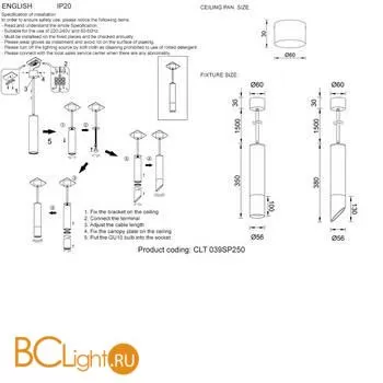 Подвесной светильник Crystal lux Clt 039 CLT 039SP250 WH-WH - Фото 2