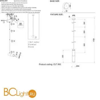 Подвесной светильник Crystal lux CLT 060 CLT 060C1 BL - Фото 0
