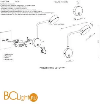 Бра Crystal lux Clt 214 CLT 214W BS - Фото 3
