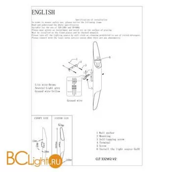 Настенный светильник Crystal lux CLT 332 CLT 332W2-V2 BL-GO - Фото 0
