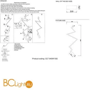 Настенный светильник Crystal lux Clt 540 CLT 540W1382 BL - Фото 1