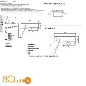 Бра Crystal lux elqi ELQI AP11W LED BL