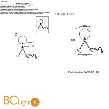 Настольная лампа Crystal lux Fabricio FABRICIO LG1 CHROME/TRANSPARENTE - Фото 2