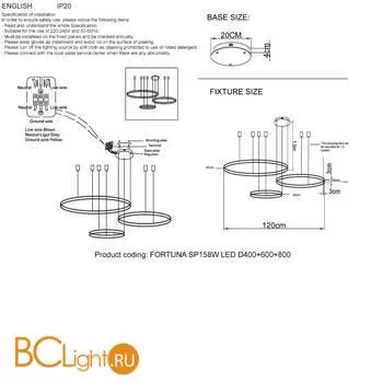 Подвесной светильник Crystal lux FORTUNA SP158W LED GOLD - Фото 5
