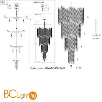 Подвесной светильник Crystal lux Grande GRANDE SP25 D800 GOLD - Фото 3