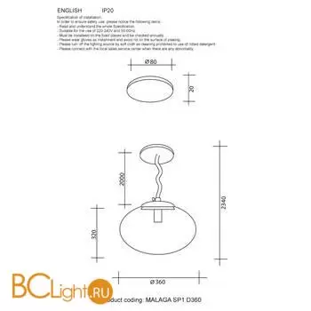 Подвесной светильник Crystal lux malaga MALAGA SP1 D360 COOPER - Фото 2