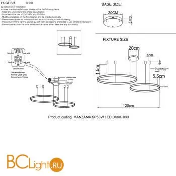 Подвесной светильник Crystal lux Manzana MANZANA SP53W LED BLACK - Фото 3