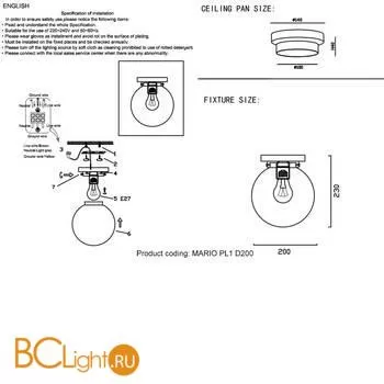 Потолочный светильник Crystal lux Mario MARIO PL1 D200 NICKEL/TRANSPARENTE - Фото 3