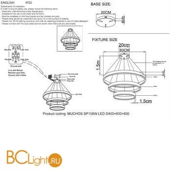 Подвесной светильник Crystal lux Muchos MUCHOS SP158W LED D400+600+800 GOLD - Фото 4