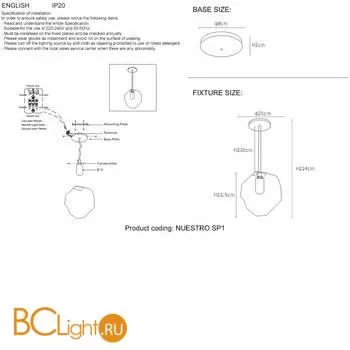 Подвесной светильник Crystal lux Nuestro NUESTRO SP1 GOLD/TRANSPARENT - Фото 0