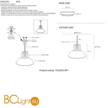 Подвесной светильник Crystal lux Toledo TOLEDO SP1 V2 BROWN