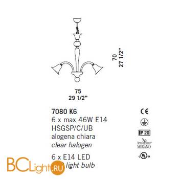 Люстра De Majo 7080 K6 070800K20 cristallo - Схема