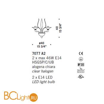 Бра De Majo 7077 A2 070770A20 cristallo - Схема