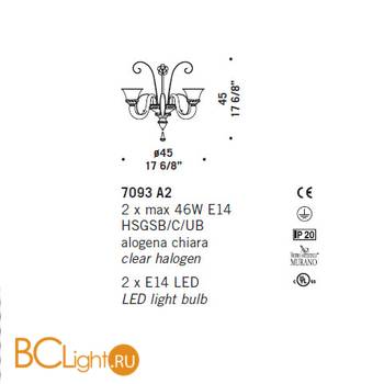 Бра De Majo 7093 A2 070930A20 - Схема