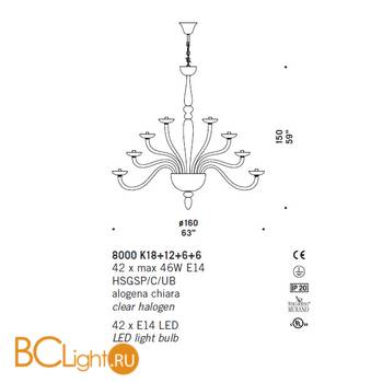 Люстра De Majo 8000 K18+12+6+6 080000K45 - Схема