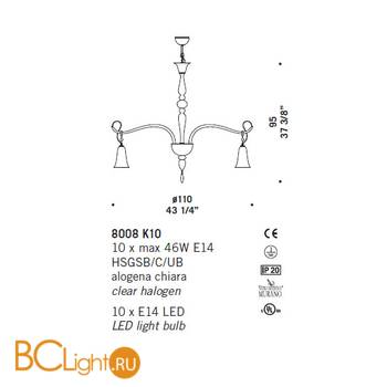 Люстра De Majo 8008 K10 080080K60 red - Схема