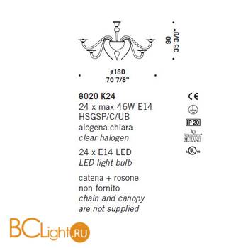 Люстра De Majo 8020 K24 080200K24 - Схема